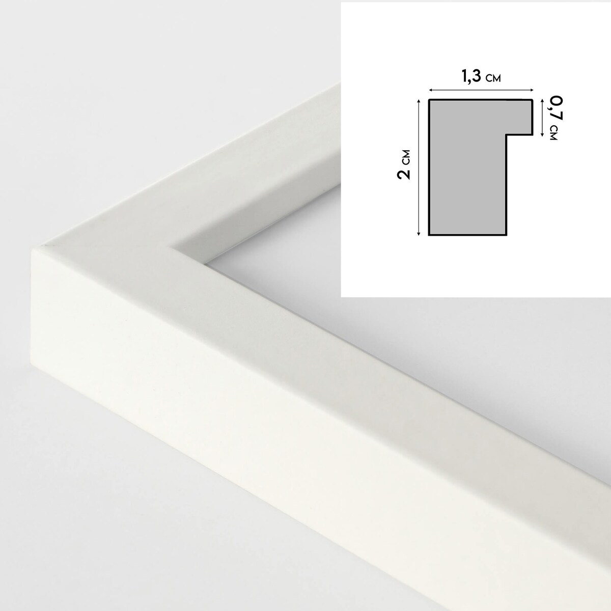 Biała ramka na zdjęcia 50x50 cm wisząca rama MDF z plexi klasyczna ramka kwadratowa