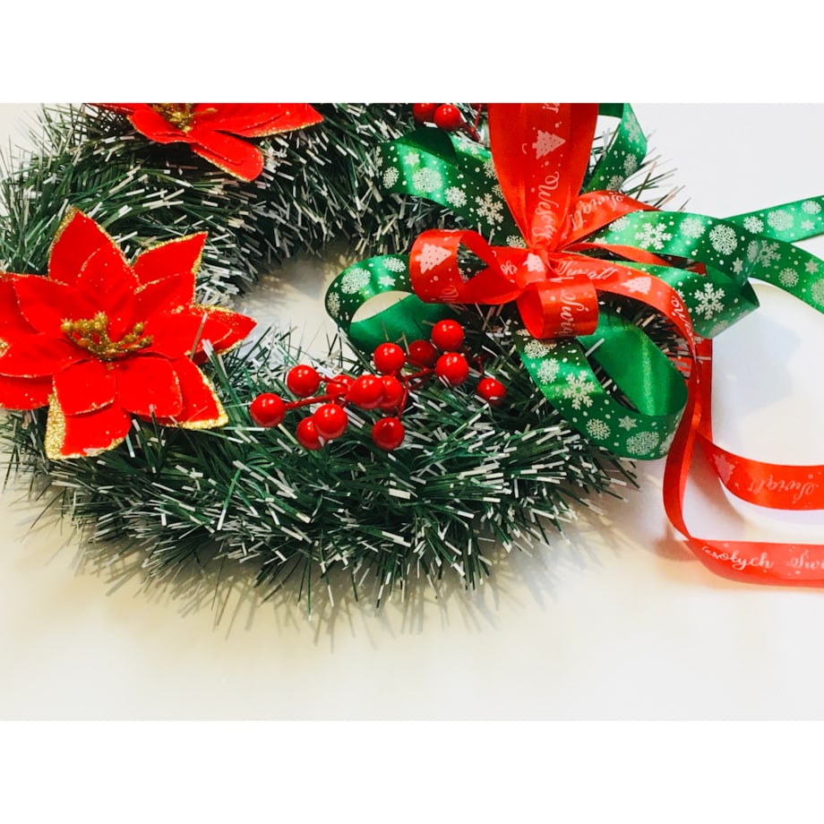 STROIK udekorowany WIANEK ŚWIĄTECZNY choinkowy na drzwi okno stół prezent