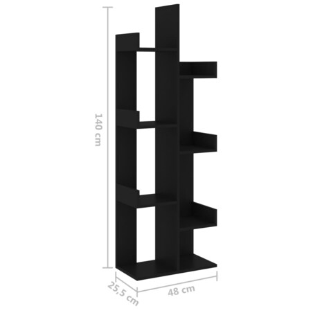 vidaXL Regał na książki, czarny 48x25,5x140 cm materiał drewnopochodny