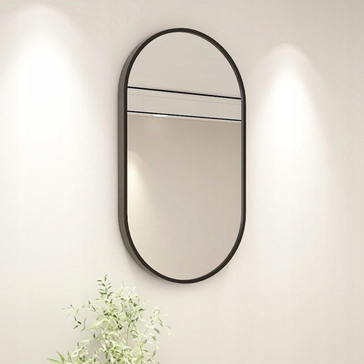 Lustro owalne 100x50 cm czarne duże ścienne do łazienki salonu