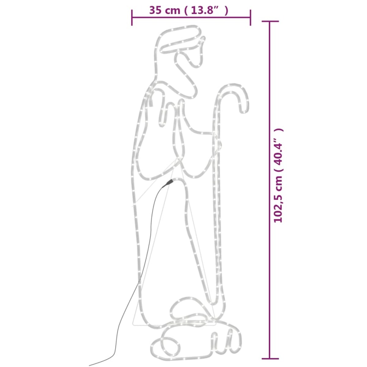 vidaXL Świąteczna dekoracja, pastuszek i baranek, 168 LED, 102,5x35 cm