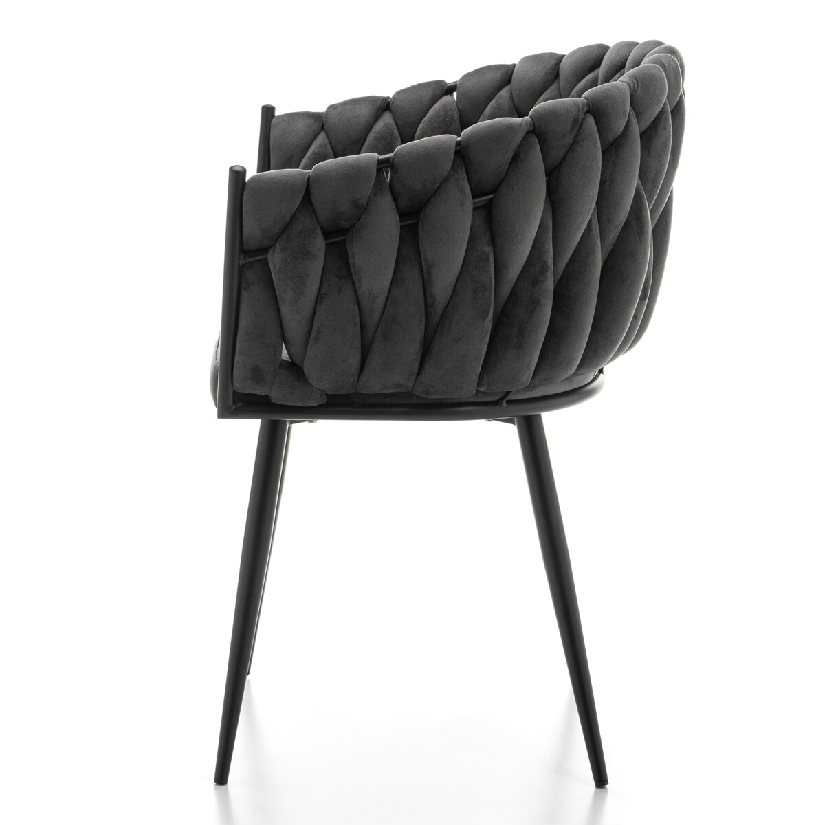 Krzesło tapicerowane plecione glamour salon welurowe LATINA szara