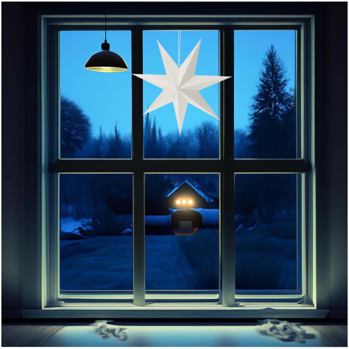 Gwiazda Papierowa Świąteczna Ozdoba Na Okno Wisząca Biały 60 Cm