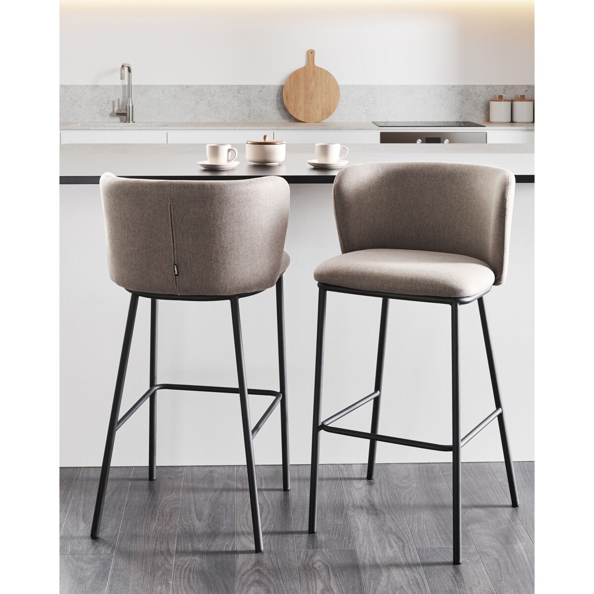 Zestaw 2 krzeseł barowych MINA Beżowoszary