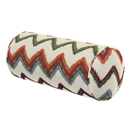 Poduszka wałek prosty, czerwono-zielone zygzaki na kremowym tle, Ø16 x 40 cm, Cosy Home