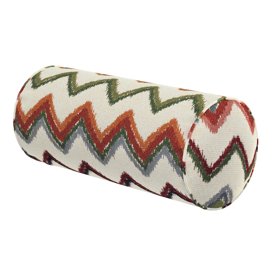 Poduszka wałek prosty, czerwono-zielone zygzaki na kremowym tle, Ø16 x 40 cm, Cosy Home