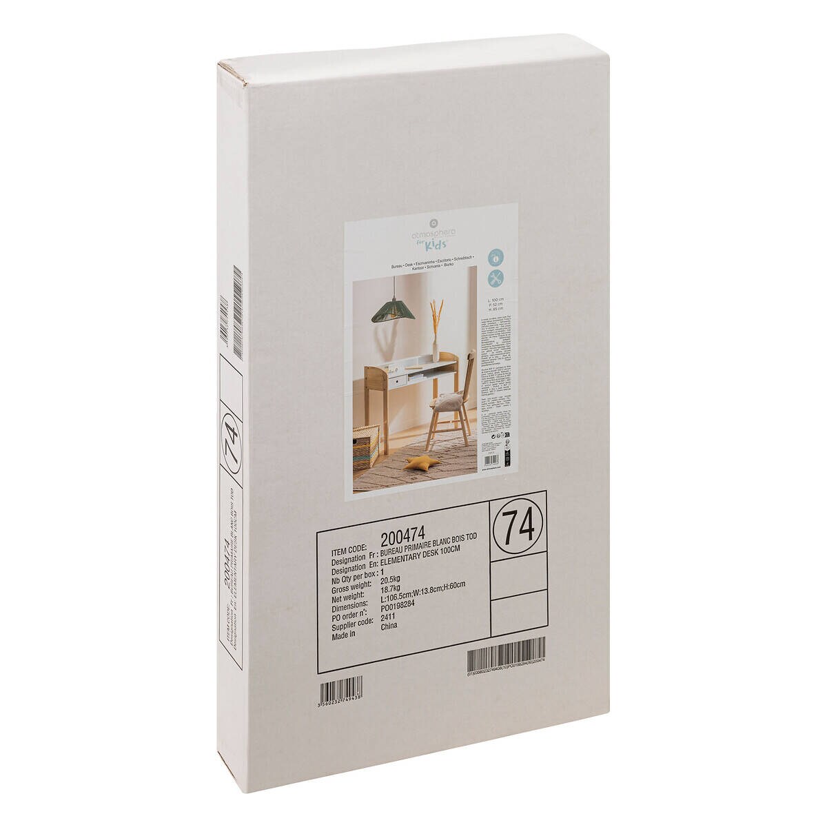 Biurko dziecięce w skandynawskim stylu, nogi z drewna z recyklingu, 100 x 52 x 85 cm