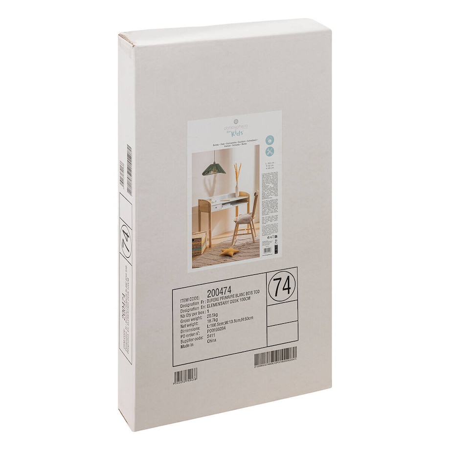 Biurko dziecięce w skandynawskim stylu, nogi z drewna z recyklingu, 100 x 52 x 85 cm