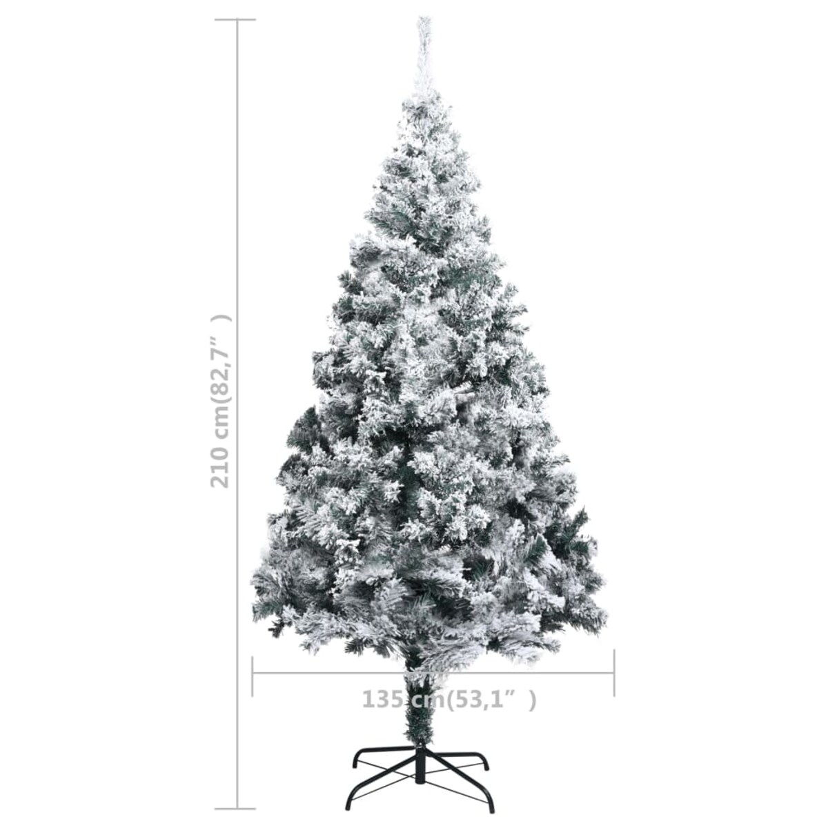 vidaXL Sztuczna choinka, ośnieżona, zielona, 210 cm, PVC
