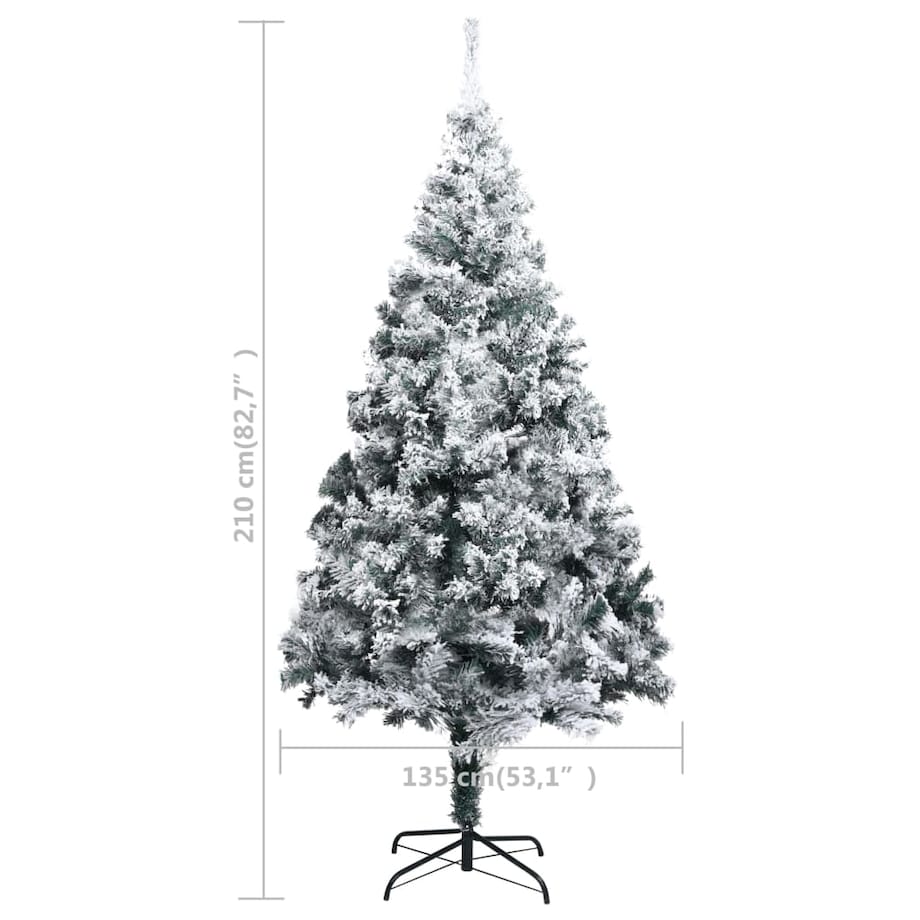 vidaXL Sztuczna choinka, ośnieżona, zielona, 210 cm, PVC