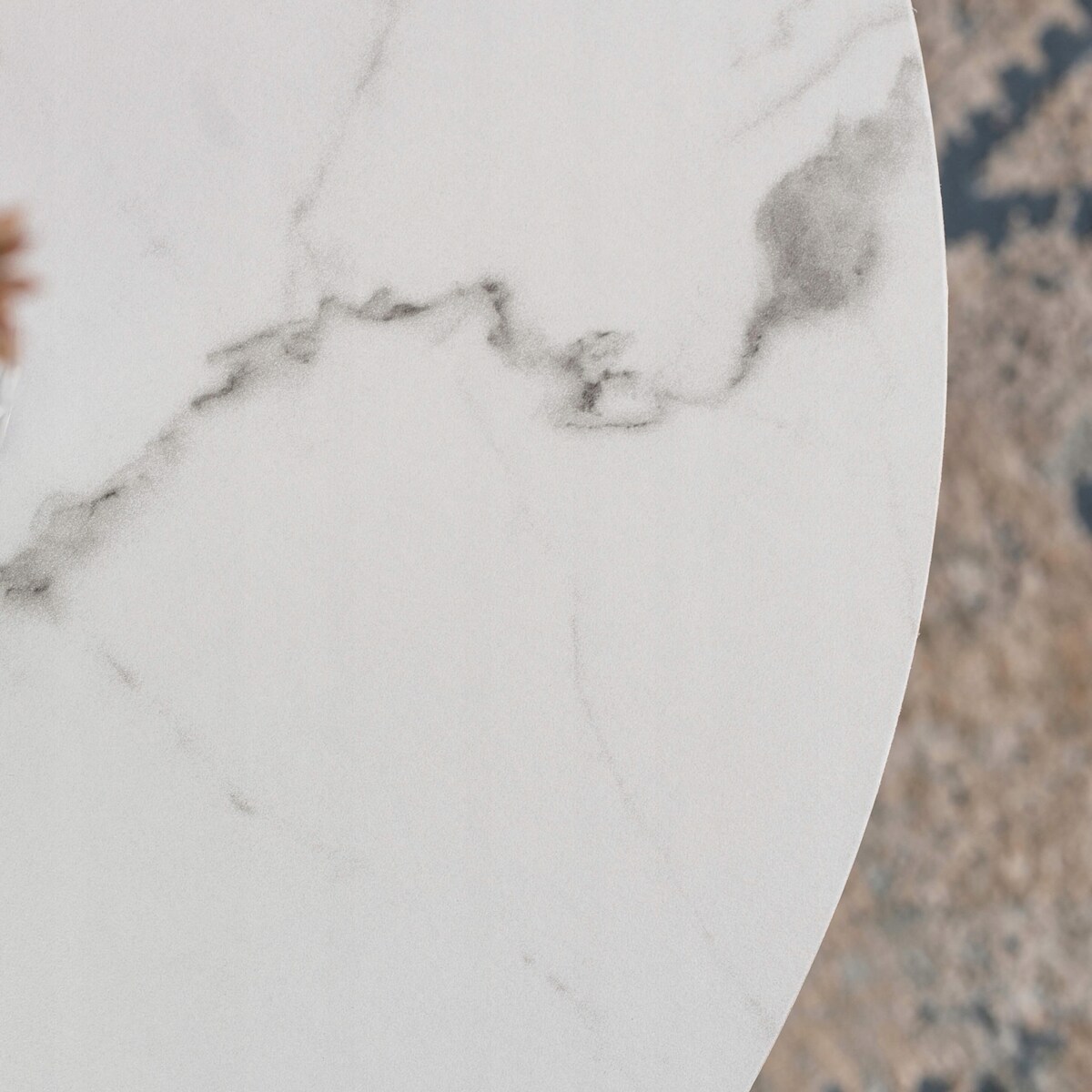 Stolik Kawowy Okrągły Ława Okrągła CLIFF Biały Marmur Złoty Glamour