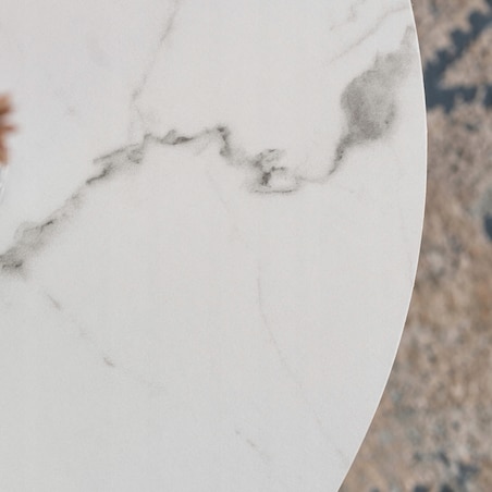 Stolik Kawowy Okrągły Ława Okrągła CLIFF Biały Marmur Złoty Glamour