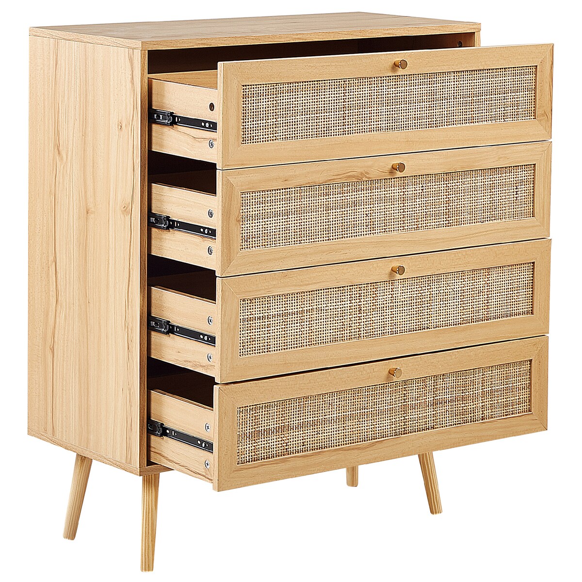 Komoda 4 szuflady PEROTE Rattan Jasnobrązowy