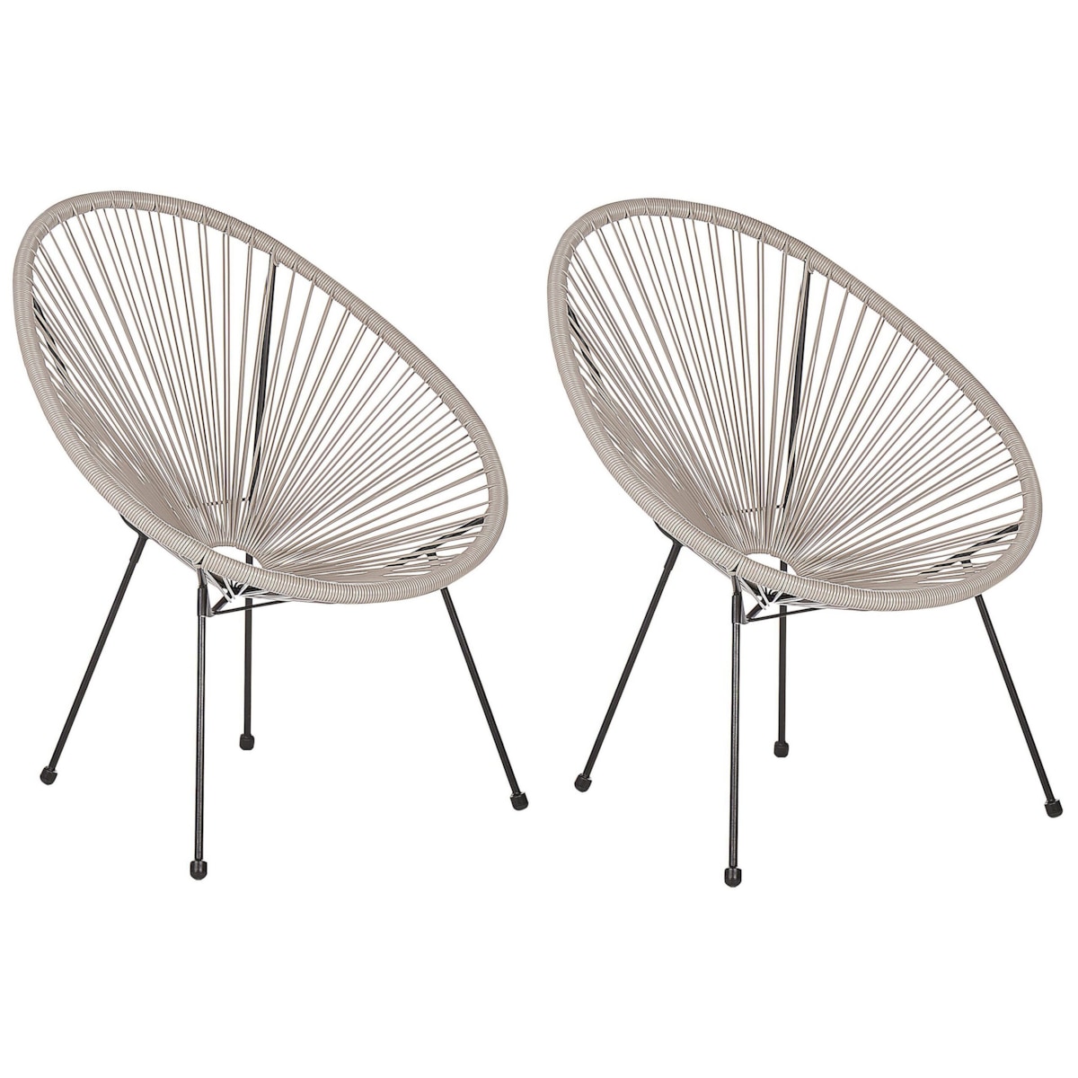 Zestaw 2 krzeseł z technorattanu jasnoszary ACAPULCO II