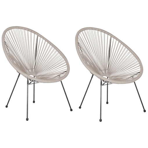 Zestaw 2 krzeseł z technorattanu jasnoszary ACAPULCO II