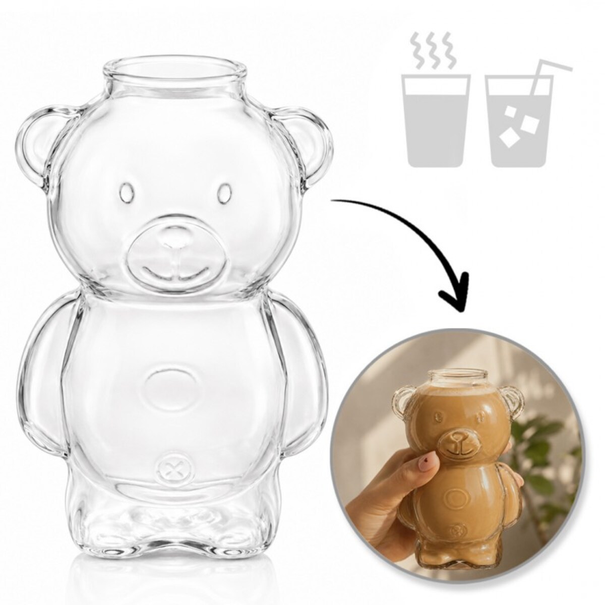 Szklanka w kształcie misia, MIŚ kubek uroczy design 300 ml 1szt SZK221