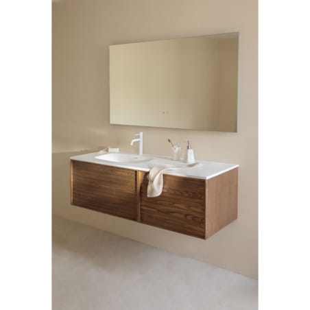 Drewniana komoda łazienkowa ze zintegrowaną umywalką Solea