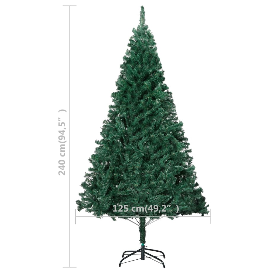 vidaXL Sztuczna choinka z lampkami i bombkami, zielona, 240 cm