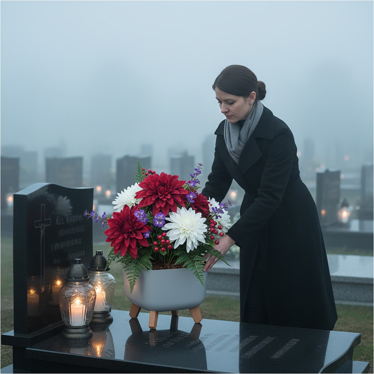 Donica Na Cmentarz Doniczka Na Nóżkach Na Wszystkich Świętych Szara 24 Cm