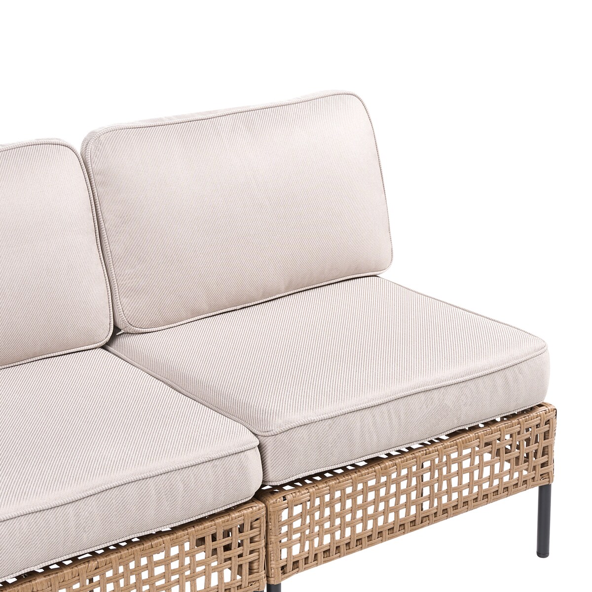 Sofa ogrodowa dla 2 osób OMEGANA Bez podłokietników Technorattan Jasnobeżowy