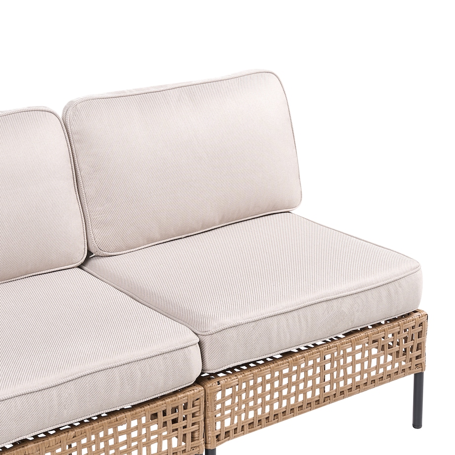 Sofa ogrodowa dla 2 osób OMEGANA Bez podłokietników Technorattan Jasnobeżowy