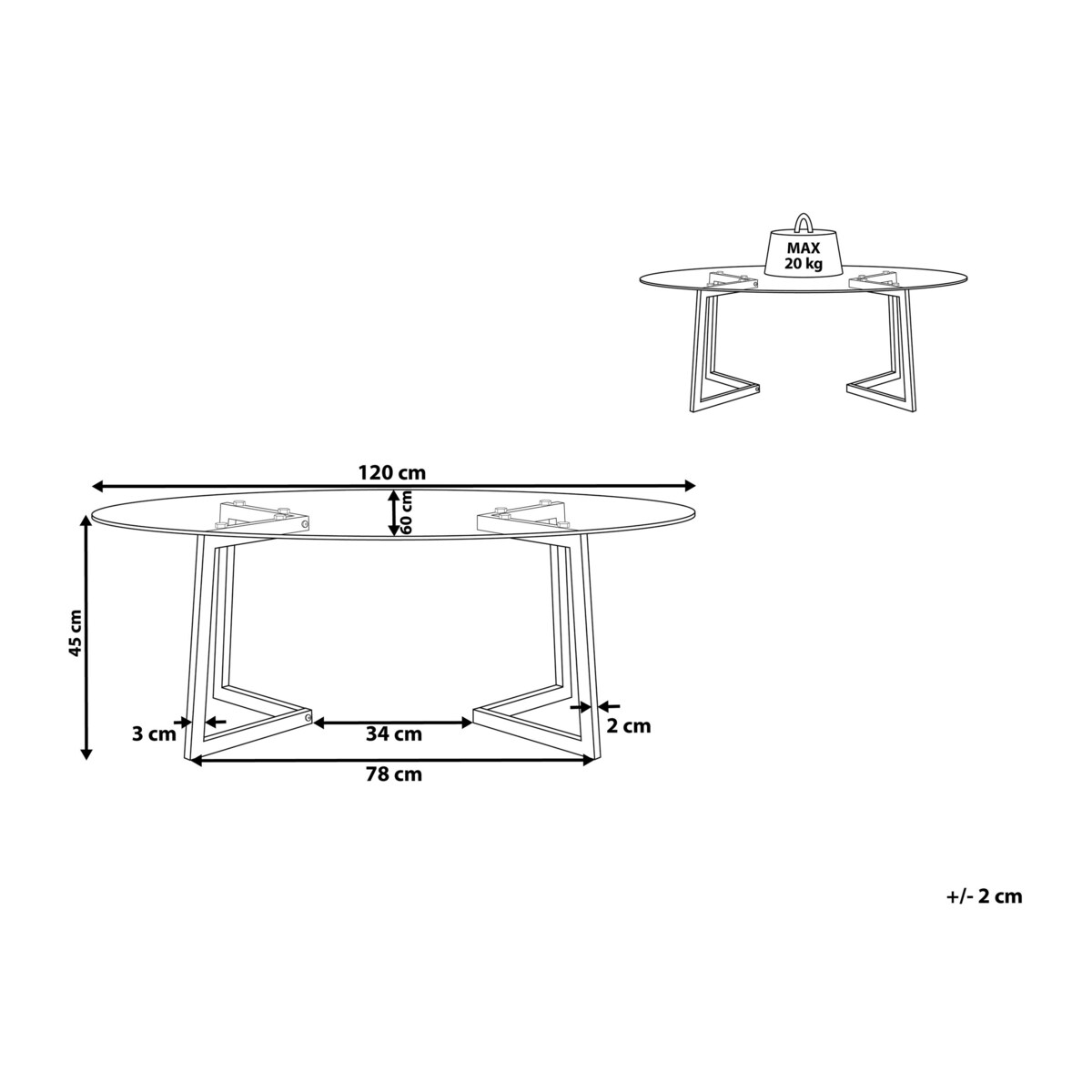 Stolik kawowy szklany złoty FRESNO
