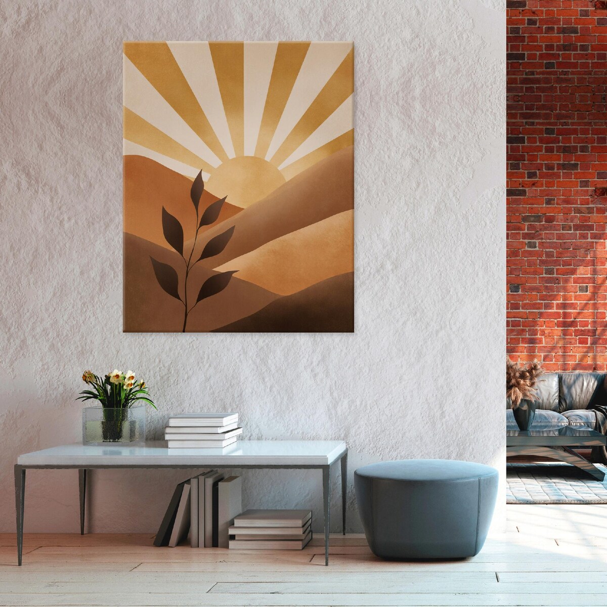 Obraz Do Sypialni Salonu Na Płótnie Liście Boho Brązowy 40x60