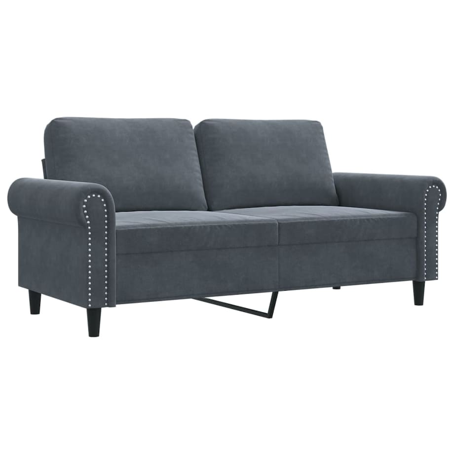 vidaXL Sofa 2-osobowa, ciemnoszary, 140 cm, tapicerowana aksamitem