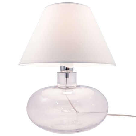 Nocna LAMPKA stojąca MERSIN 5512WH Zumaline szklana LAMPA abażurowa biała przezroczysta