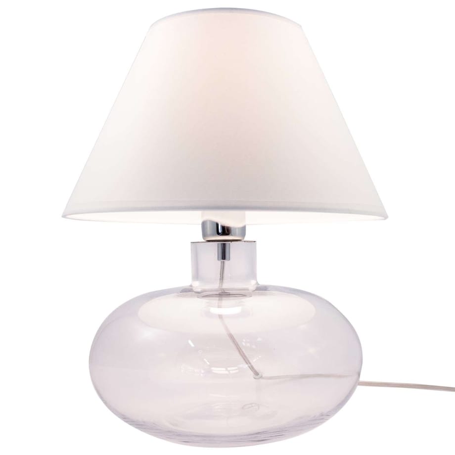 Nocna LAMPKA stojąca MERSIN 5512WH Zumaline szklana LAMPA abażurowa biała przezroczysta