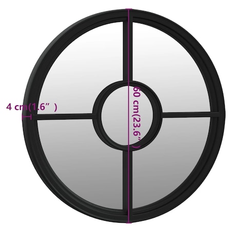 vidaXL Lustro do wnętrz, czarne, 60x4 cm, okrągłe, żelazne