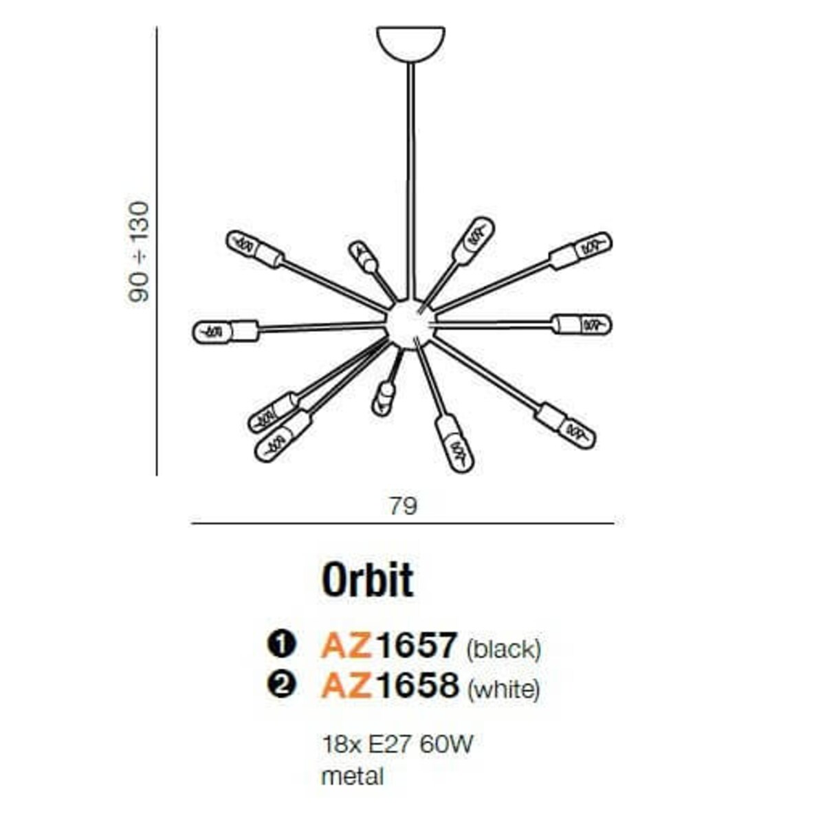 Industrialna lampa wisząca Orbit sticks do pokoju czarna