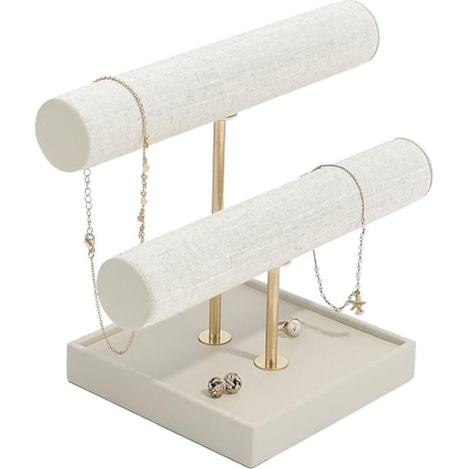 Stojak na biżuterię Stackers Bangle jasnobeżowy lniany