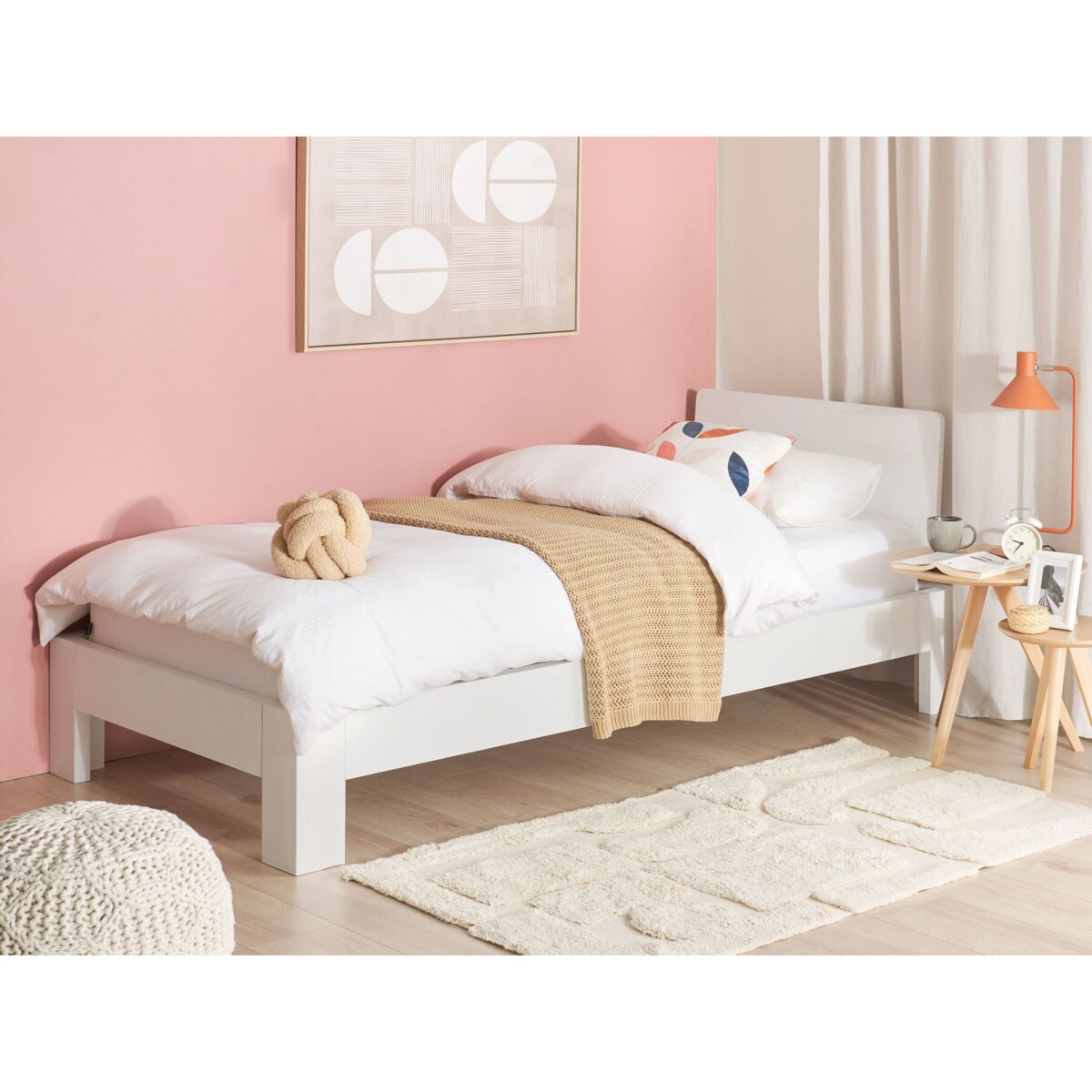 Łóżko drewniane 90 x 200 cm białe ROYAN