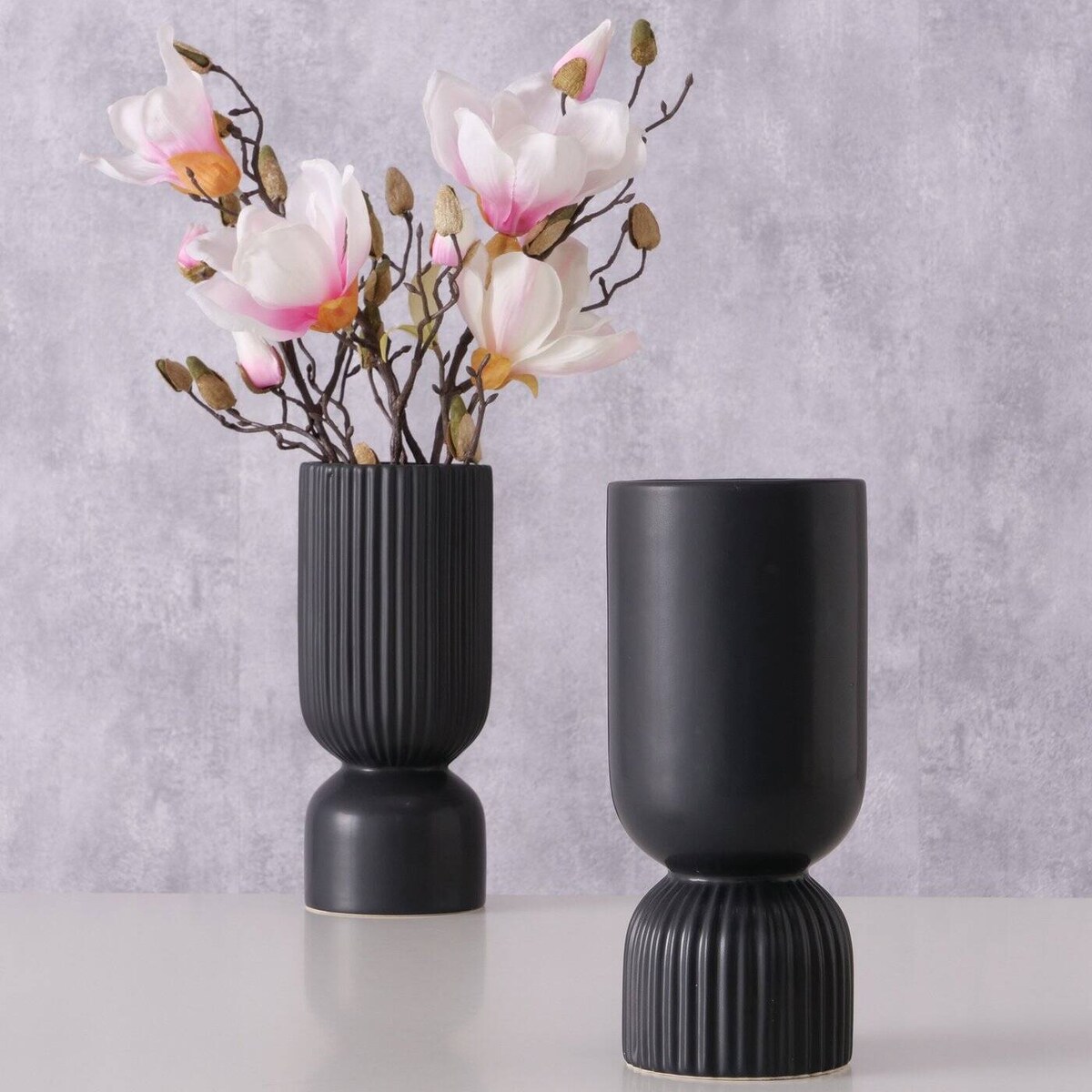 Czarny wazon ceramiczny GINO, 23 cm