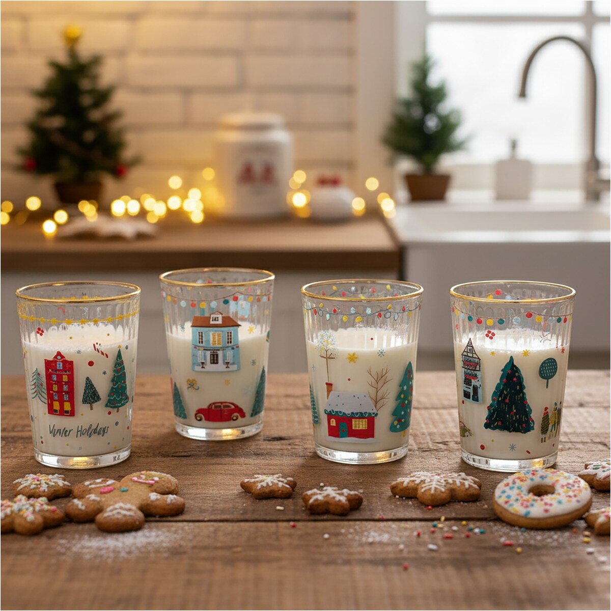 Szklanki Świąteczne Do Napojów Szklany Kubek Świąteczna Na Prezent 500 Ml