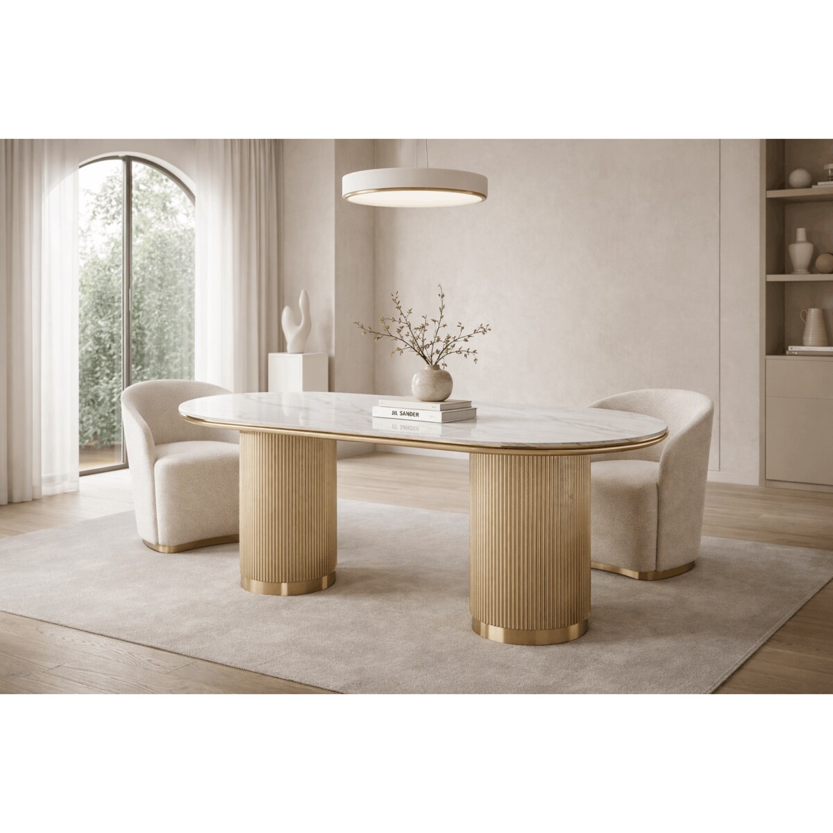 Stół glamour złoty owalny Luna Gold 180×90x75