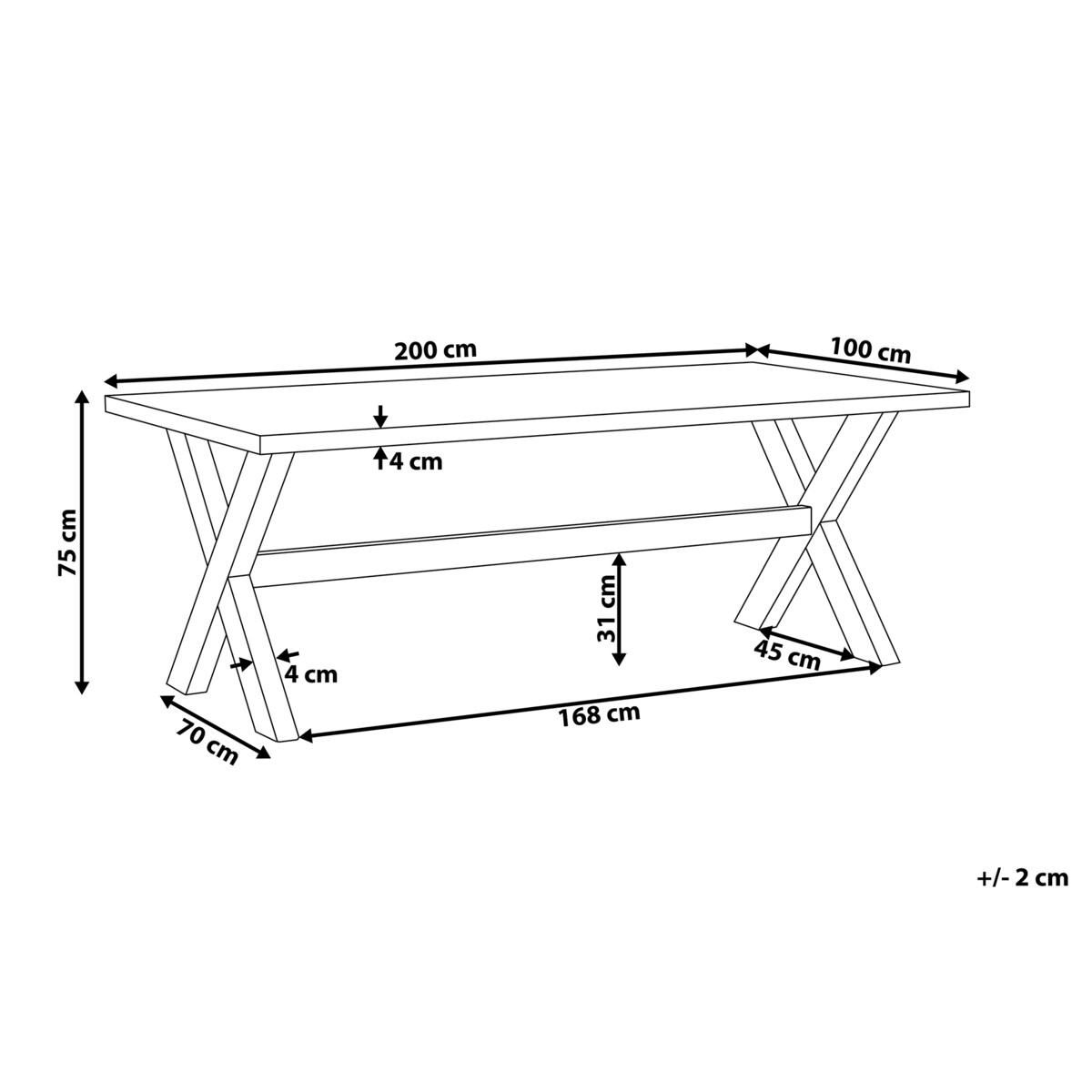 Stół ogrodowy OLBIA 200 cm 100 cm Beton Biały