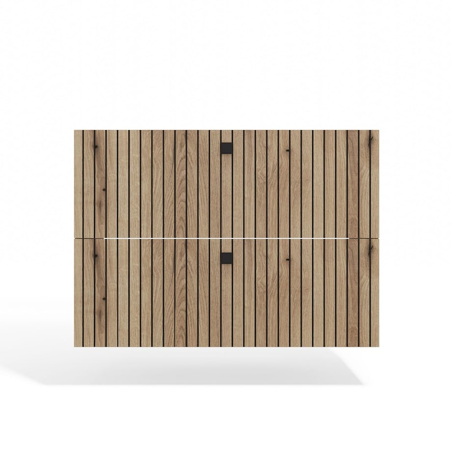 SZAFKA POD UMYWALKĘ TIGO 80 2S DĄB EVOKE 2 SZUFLADY RYFLOWANY FRONT WISZĄCA