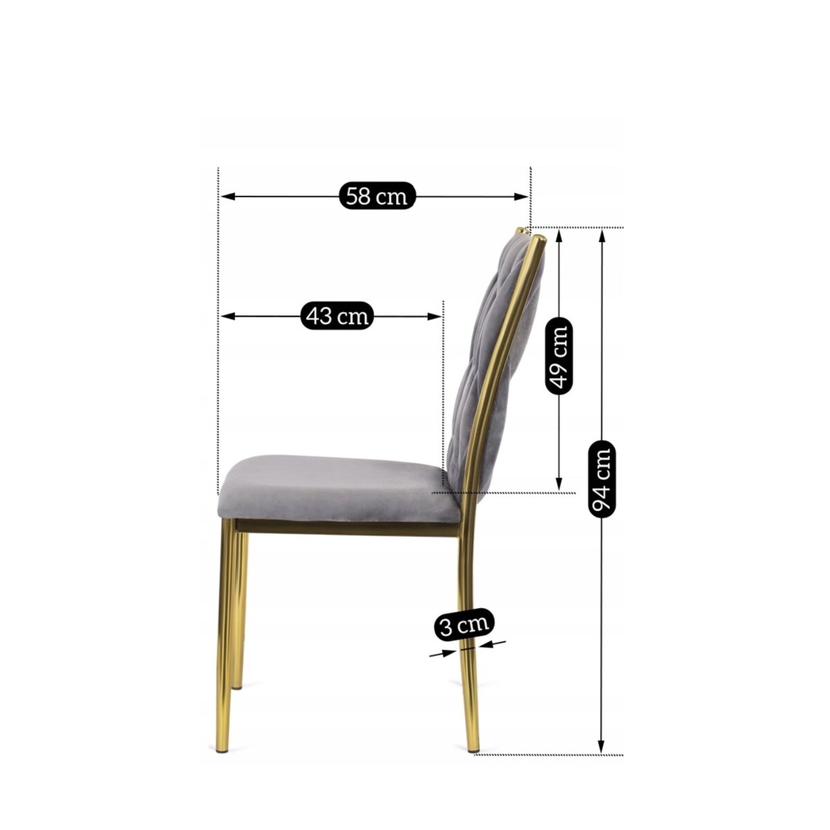 Krzesło Tapicerowane Plecione Glamour DAN Szare Do Jadalni Salonu Toaletki