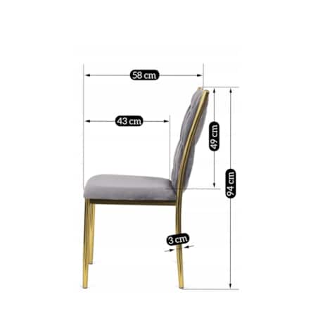 Krzesło Tapicerowane Plecione Glamour DAN Szare Do Jadalni Salonu Toaletki