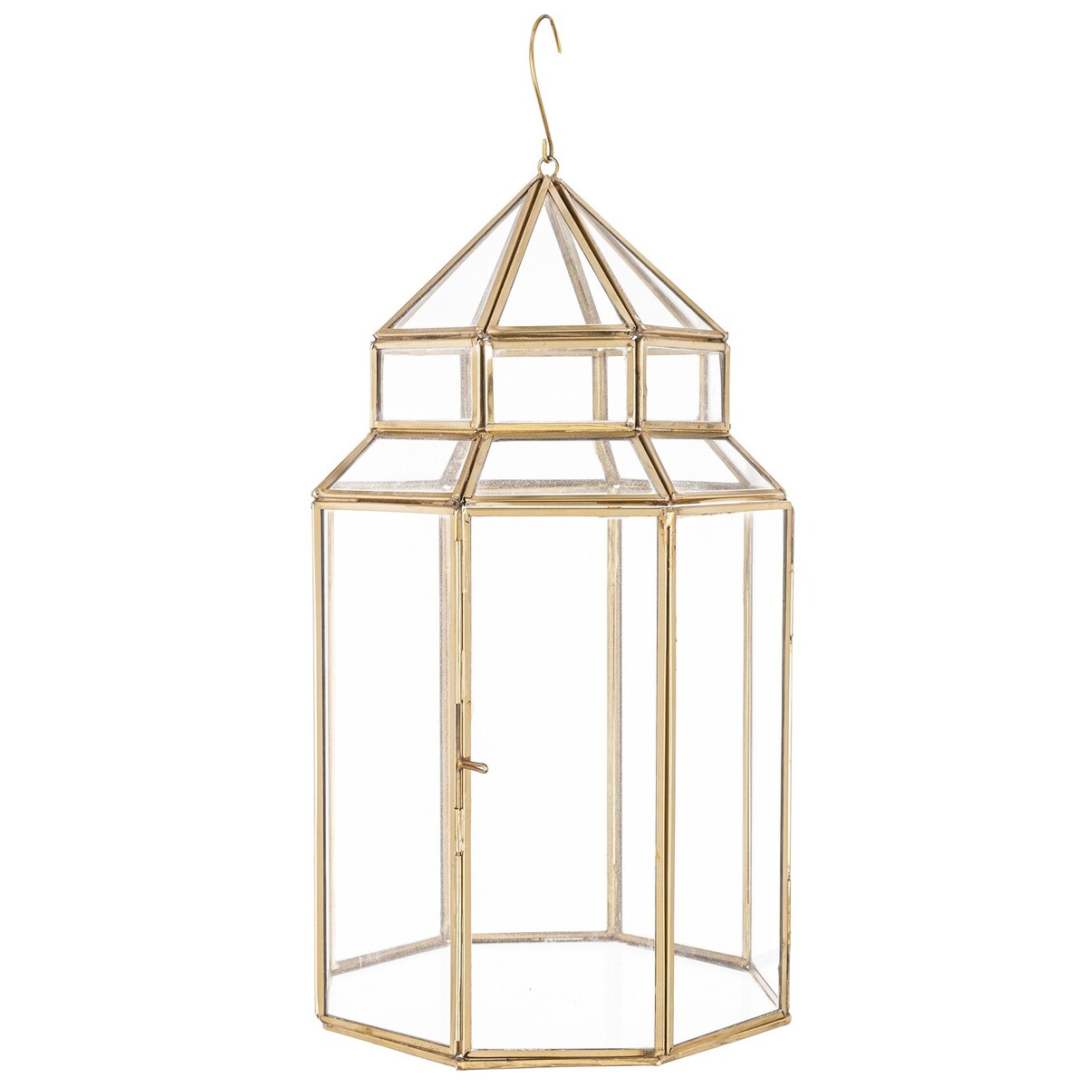 Lampion złoty ze szkłem wiszący 40 cm