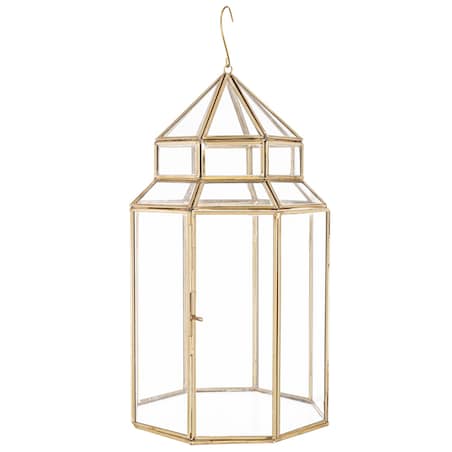 Lampion złoty ze szkłem wiszący 40 cm