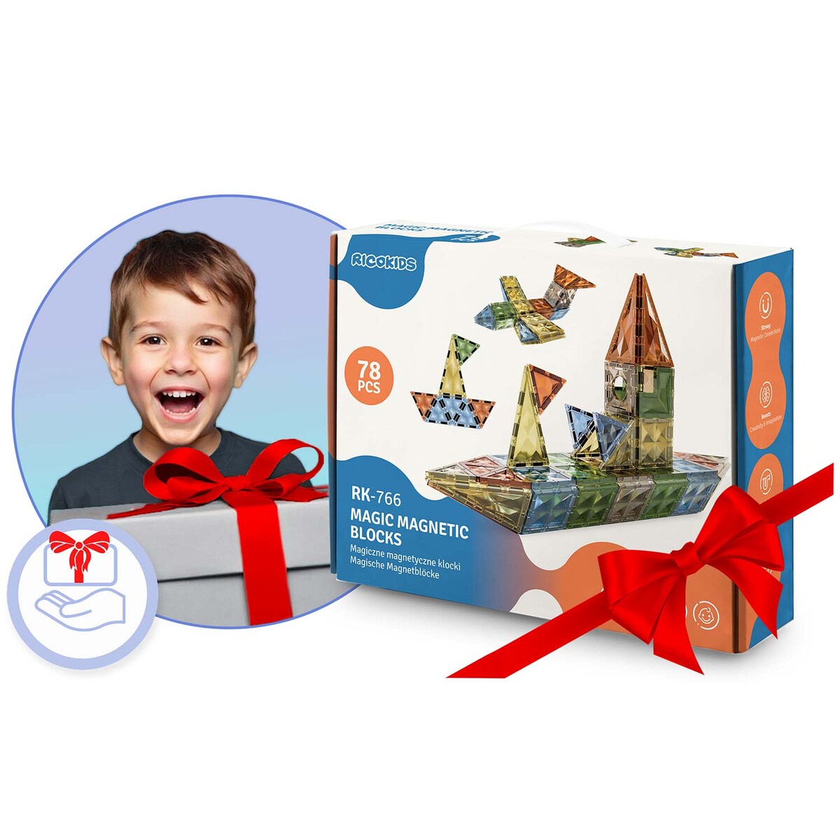 Klocki magnetyczne edukacyjne konstrukcyjne 3d Ricokids