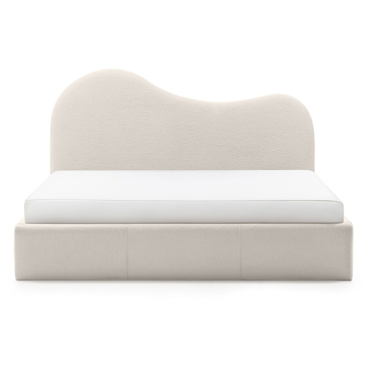 Łóżko tapicerowane 160x200 cm jasnobeżowe bouclé Vibo