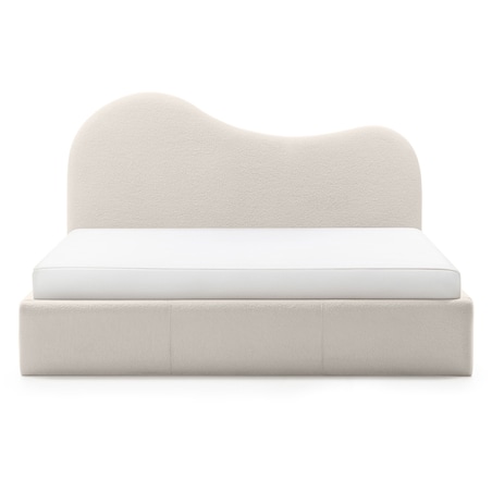 Łóżko tapicerowane 160x200 cm jasnobeżowe bouclé Vibo