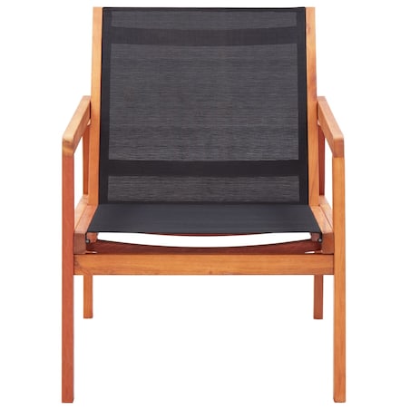 vidaXL Krzesło ogrodowe, czarne, lite drewno eukaliptusowe i textilene