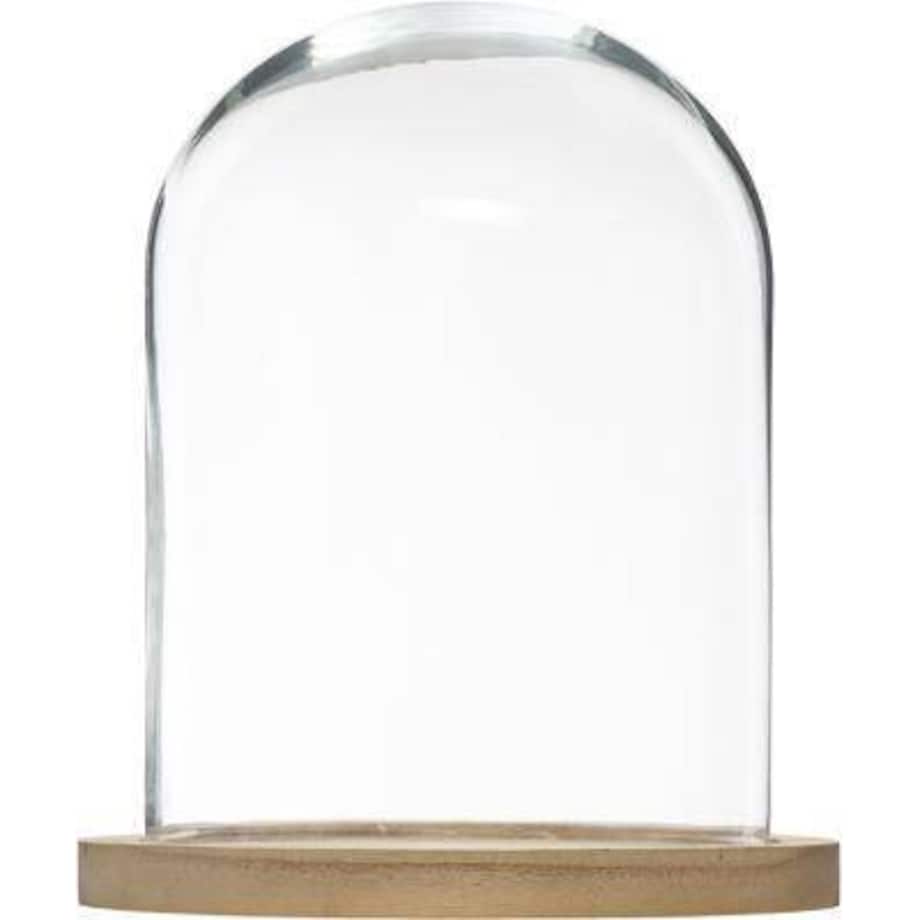 Szklana kopuła, Ø 23 cm, na drewnianej podstawie