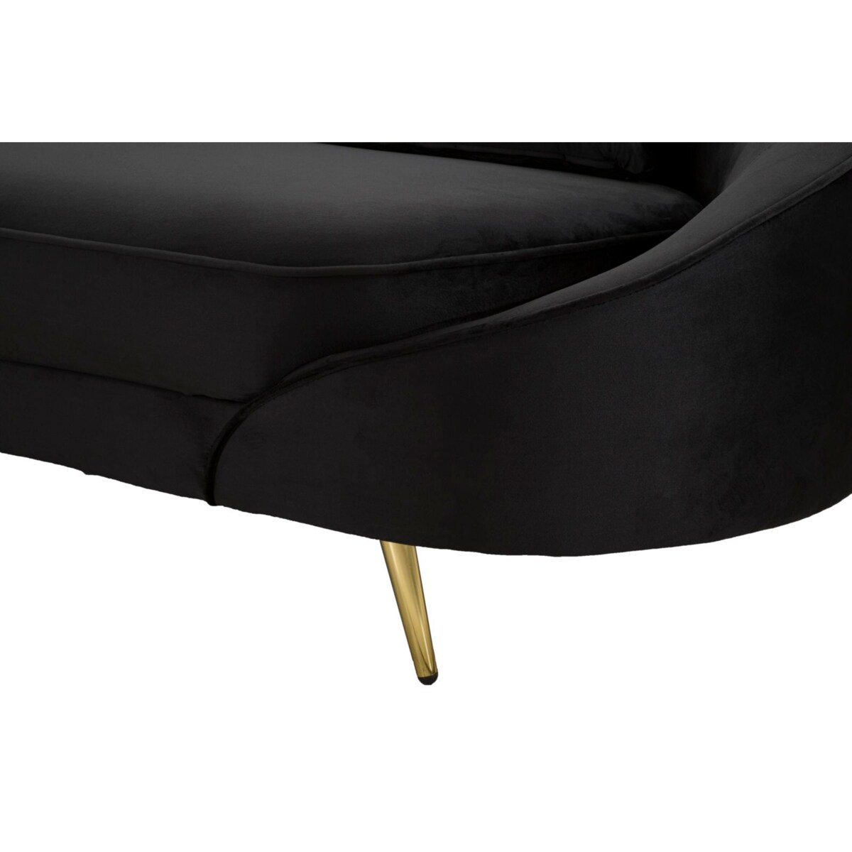 Sofa Oslo, kolor czarny i złoty, poliester, drewno eukaliptusowe i metal, 185 x 84 x 68 cm, do salonu, Mauro Ferretti