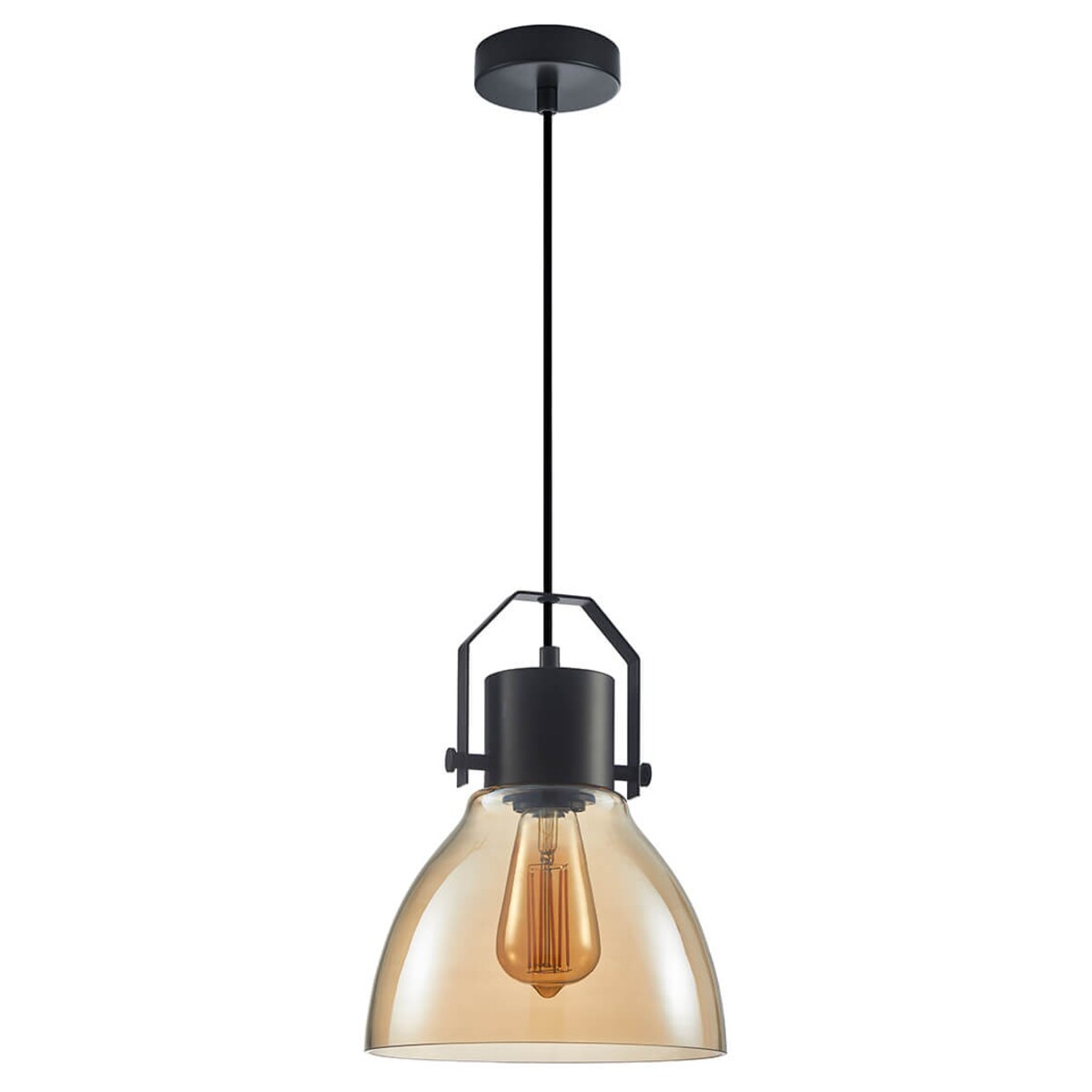 Loftowa lampa wisząca Darlena szklana czarna bursztynowa